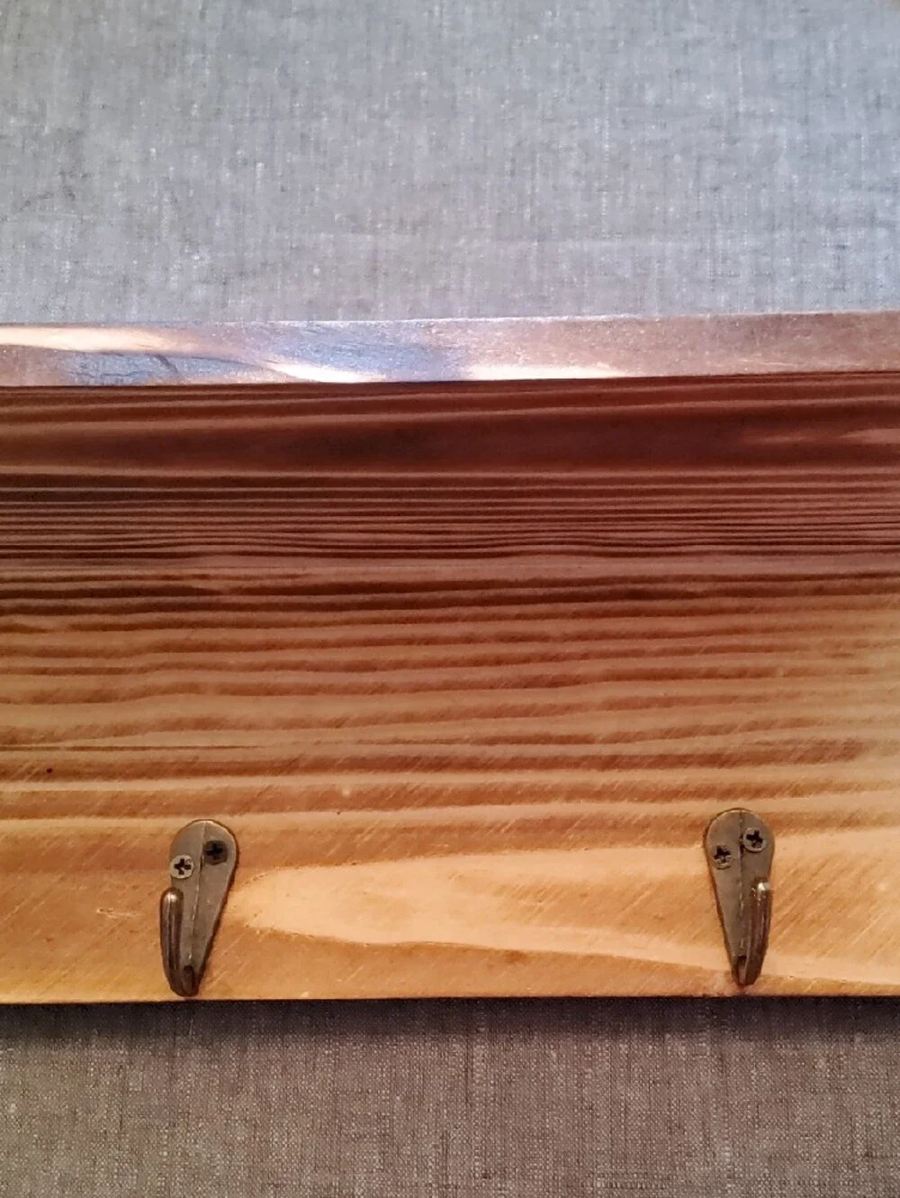 Source Unknown Wooden Wall Hook Rack in Brown and Brass